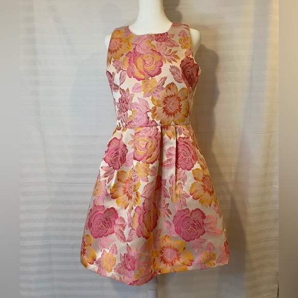 Alison Andrews floral jacquard fit and flare sleeveless Cottagecore dress Small - Picture 2 of 10